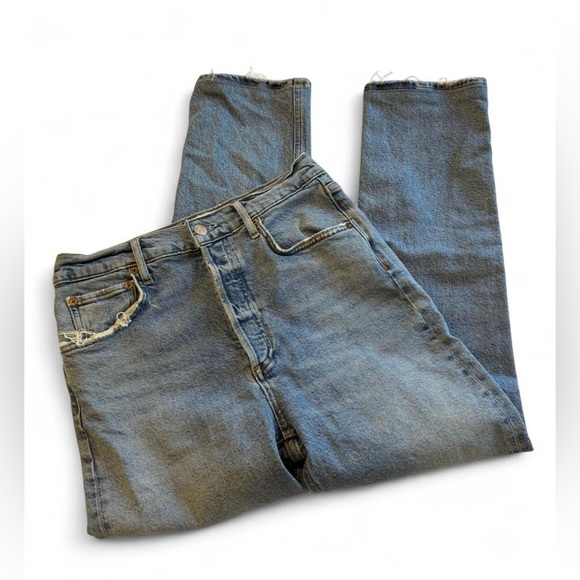 AGOLDE Riley Long Crop High Rise Straight Organic Cotton Jeans Size 27 - Picture 7 of 15